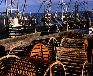 Crab traps and boats